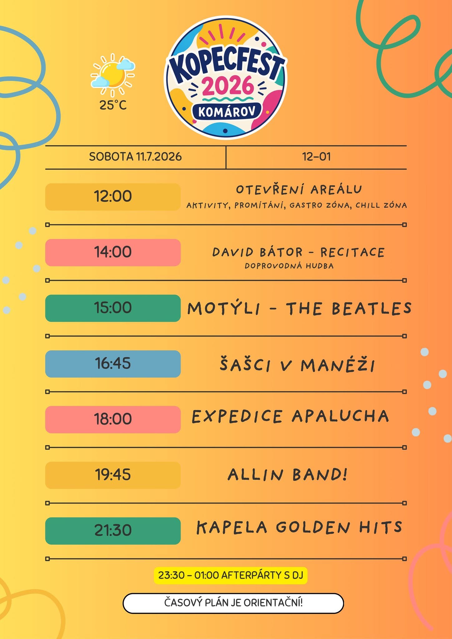 Časový harmonogram festivalu KopecFest 2026